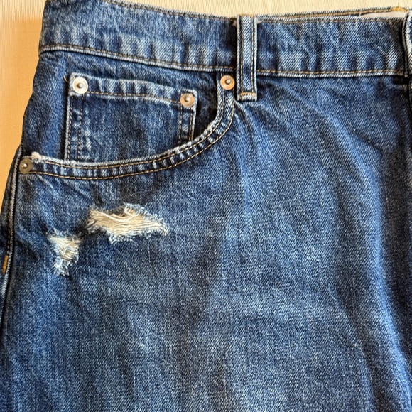 Everlane Women's Denim Reconstructed Distressed Blue Mini Skirt Size 33 - Picture 4 of 10